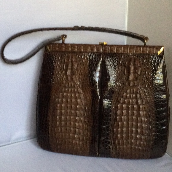 GORGEOUS VINTAGE CROCODILE LEATHER BAG - Picture 1 of 6